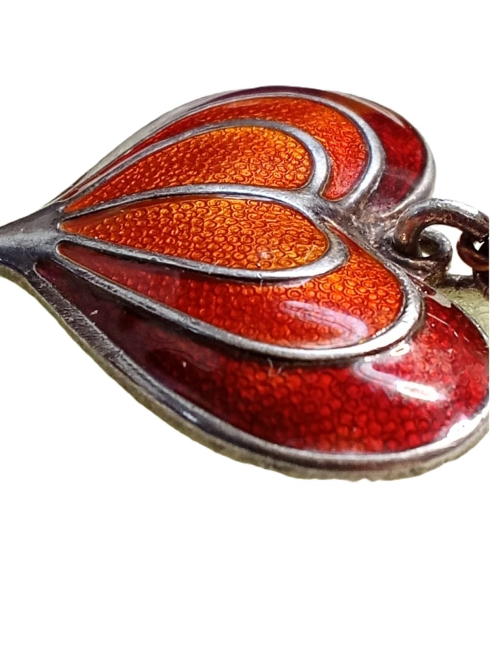 Collectible David-Andersen Red Enamel Heart Necklace in Sterling Silver - Picture 10 of 12